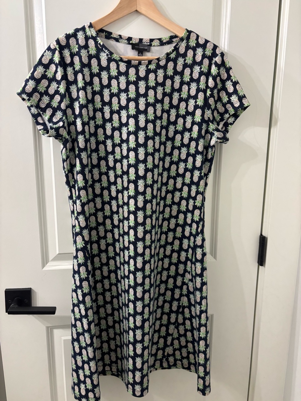 The Limited Navy Pineapple Print Shift Dress Size Large